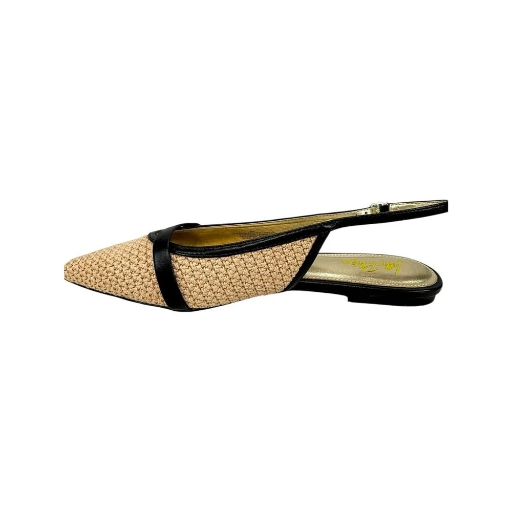 NIB Lilly Pulitzer Malia Raffia Slingback Leather Flats Sunbaked Tan Size 7